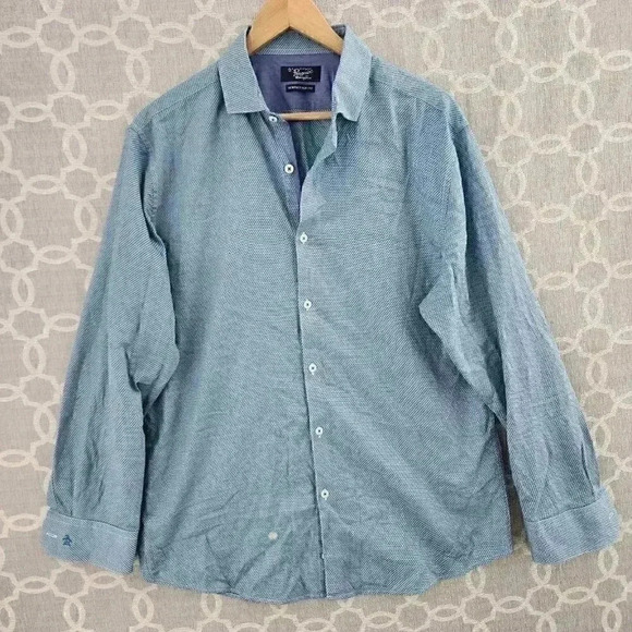 Original Penguin Button Down Long Sleeve Pattern Dress Shirt Men's 15.5/ M - Picture 1 of 9
